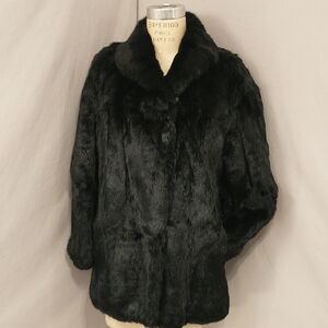 Real Fur Silky Black Lush Teddy Jacket German Made Super Soft 38 SeeMeasurements